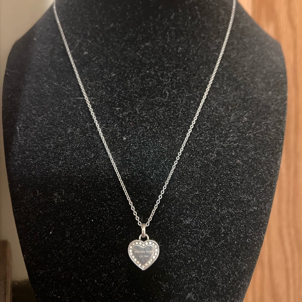 Michael Kors Silver Heart Pendant Necklace